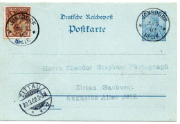 65719 - Deutsches Reich - 1902 - 2Pfg Germania GAKte M ZusFrankatur JONSDORF -> ZITTAU - Cartas & Documentos