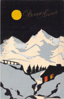 FETES - Bonne Année - Pleine Lune - Montagne - Carte Postale Ancienne - Nouvel An