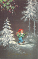 FETE - Bonne Année - Lutin - Forêt Enneigée - Carte Postale Ancienne - Nouvel An