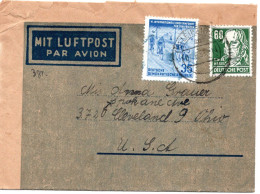 65731 - DDR - 1953 - 60Pfg Hegel MiF A Aerogramm LEIPZIG -> Cleveland, OH (USA) - Storia Postale