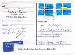 65734 - Bund - 1993 - 2@100Pfg Forell A LpKte BAD SODEN -> New York, NY (USA) - Storia Postale