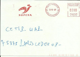 Lettre EMA Smb F 1993 Sopexa Animaux Oiseaux Coq  Metier  75 Paris  A 59/36 - Oblitérations & Flammes