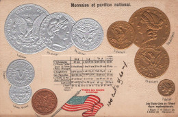MONNAIES ET PAVILLON NATIONAL / LES ETATS UNIS / RARE - Monnaies (représentations)