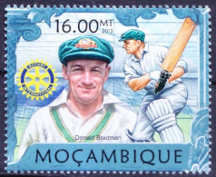 Mozambique 2013 MNH, Don Bradman, Cricket Sports Rotary - Cricket