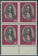 !a! GERMANY 1966 Mi. 0518 MNH BLOCK W/ Bottom Margins - Gottfried Wilhelm Leibniz, Philosopher - Ungebraucht