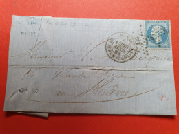 Lettre Avec Texte De Paris Pour Le Havre En 1864, Oblitération étoile - Réf 217 - 1849-1876: Classic Period