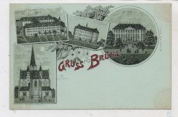 5040 BRÜHL, Lithographie Ca. 1900, Pfarrkirche, Seminar, Pensionat, Schloß - Bruehl