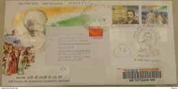 INDIA 2015 MAHATMA GANDHI 2v Set First Day Cancelled Franked On Issue Date REGISTERED Speed Post FDC COVER As Per Scan - Briefe U. Dokumente