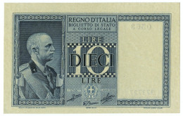 10 LIRE BIGLIETTO DI STATO VITTORIO EMANUELE III FASCIO 1939 XVIII FDS-/FDS - Sonstige