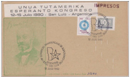 AKEO 03 Esperanto Card Unua Tutamerika Kongreso De Esperanto En Argentino 1980 - Esperanto