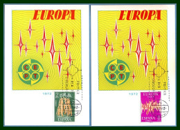 Carte Maximum Europa 1972 Espagne Spain Yv. N° 1744 1745 (voir !) - 1972