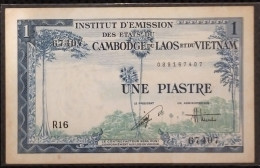Indochine Indochina Vietnam Viet Nam Laos Cambodia 1 Piastre AU Banknote Note 1954 - Pick # 105 / 2 Photos - Indocina