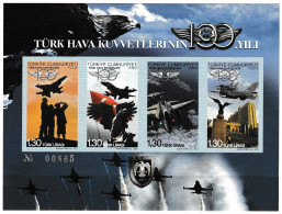 Turkey, Türkei -  2011 - 100th Year Of Turkish Air Force - 1.Mini S/Sheet & With Serial Numbers (İmp.) ** MNH - Neufs