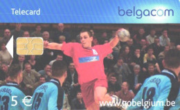 Belgium:Used Phonecard, Belgacom, 5 €, Sport, Handball Players, Sport, 2006 - Avec Puce