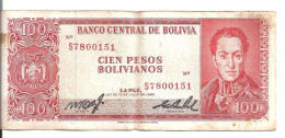 BOLIVIE 100 PESOS L.1962 VF P 163 - Bolivien