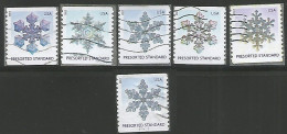 USA 2013 Snowflakes Presorted Standard SC.# 4808/12 Cpl 5v Set REALLY Used + SC. # 4810 With Coil Number REALLY Used - Stroken En Veelvouden