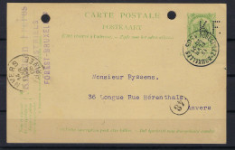 PERFIN Postkaart 1905 Geperforeerd K.F. Knudsen Frères Forest-Bruxelles Met Twee Gaten Van Archivering . LOT 273 - 1863-09