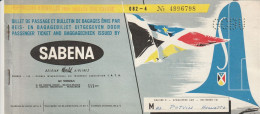 SABENA Billet De Passage  Bruxelles - Cote D' Azur Nov 1961 - Tickets