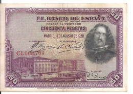 ESPAGNE 50 PESETAS 1928 VF+ P 75 - 50 Peseten