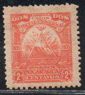 NICARAGUA 1895 COAT OF ARMS 2c MH - Nicaragua