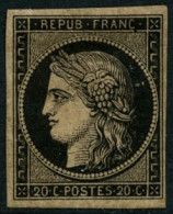 * N°3b 20c Noir S/chamois - TB - 1849-1850 Cérès