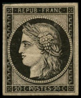 ** N°3f 20c Noir Réimp - TB - 1849-1850 Cérès