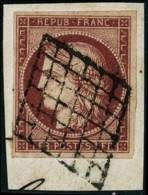 Obl./fragment N°6 1F Carmin Foncé S/fragment - TB - 1849-1850 Cérès