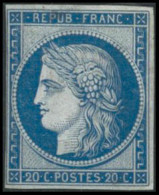 ** N°8F 20c Bleu, Réimp, Petites Marges - B - 1849-1850 Ceres