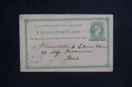 CANADA - Entier Postal De Saint-Chrysostome Pour Paris En 1882  - L 143381 - 1860-1899 Reinado De Victoria