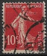 France Semeuse 10c N°138c Rouge écarlate Oblitéré - Gebruikt