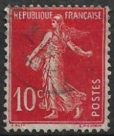 France Semeuse 10c N°138c Rouge écarlate Oblitéré - Gebruikt