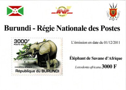 BURUNDI 2011 Mi 2037A AFRICAN SAVANNA ELEPHANT MINT MINIATURE SHEET ** - Blocchi & Foglietti