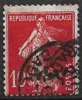 France Semeuse 10c N°138c Rouge écarlate Oblitéré - Oblitérés