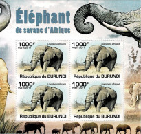 BURUNDI 2011 Mi 2035A AFRICAN SAVANNA ELEPHANT MINT MINIATURE SHEET ** - Blocchi & Foglietti