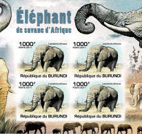 BURUNDI 2011 Mi 2035B AFRICAN SAVANNA ELEPHANT MINT IMPERFORATED MINIATURE SHEET ** - Blocs-feuillets