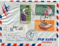 LAOS LETTRE RECOMMANDEE PAR AVION DEPART VIENTIANE 30-?-1957 LAOS POUR LA FRANCE - Laos