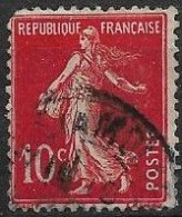 France Semeuse 10c N°138c Rouge écarlate Oblitéré (signé) - Gebraucht