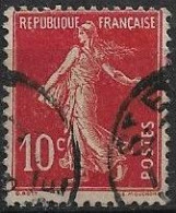 France Semeuse 10c N°138c Rouge écarlate Oblitéré (signé) - Gebraucht