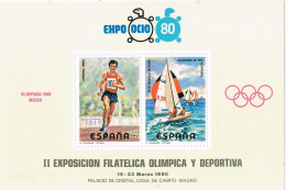 49983. Hojita Viñetas MADRID 1980. EXPO OCIO 80. Atletismo Y Vela, Label Cinderella ** - Errors & Oddities