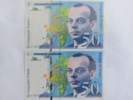 50 Francs St Exupéry 1992  2 Billets Dont Les Numéros Se Suivent - 50 F 1992-1999 ''St Exupéry''