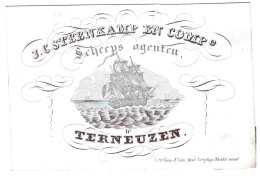 "Carte Porcelaine" Porseleinkaart, 108x45mm, J. C. Steenkamp En Comp, Scheeps Agenten à Terneuzen - Porzellan