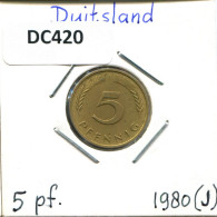 5 PFENNIG 1980 J BRD ALEMANIA Moneda GERMANY #DC420.E - 5 Pfennig