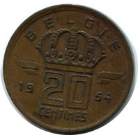 20 CENTIMES 1954 BELGIQUE BELGIUM Pièce DUTCH Text #AX367.F - 25 Cents