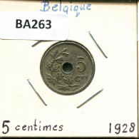 5 CENTIMES 1928 FRENCH Text BELGIQUE BELGIUM Pièce #BA263.F - 5 Cent