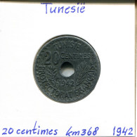 20 CENTIMES 1942 TUNISIA Coin #AP801.2.U - Tunisie