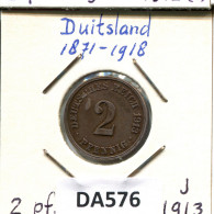 2 PFENNIG 1913 J GERMANY Coin #DA576.2.U - 2 Pfennig