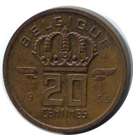 20 CENTIMES 1953 FRENCH Text BELGIUM Coin #BA401.U - 25 Cents