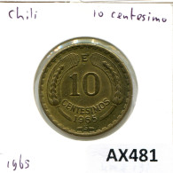 10 CENTESIMOS 1965 CHILE Coin #AX481.U - Chili