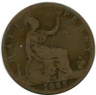 HALF PENNY 1885 UK GREAT BRITAIN Coin #AZ646.U - C. 1/2 Penny