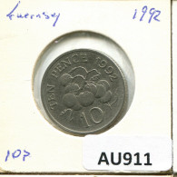 10 PENCE 1992 GUERNSEY Münze #AU911.D - Guernesey
